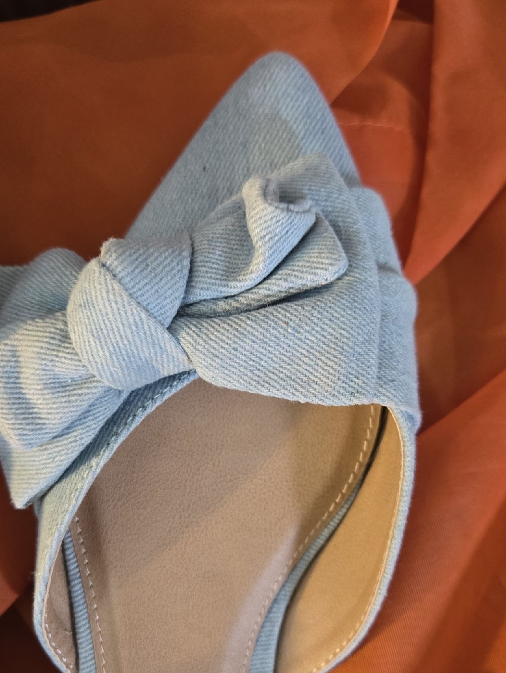Esprit Powder Blue Bow Pointed Toe D'Orsay Flats - Picture 3 of 4